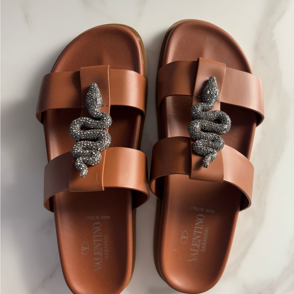 Valentino Garavani Brown Sandals with Snake Detail